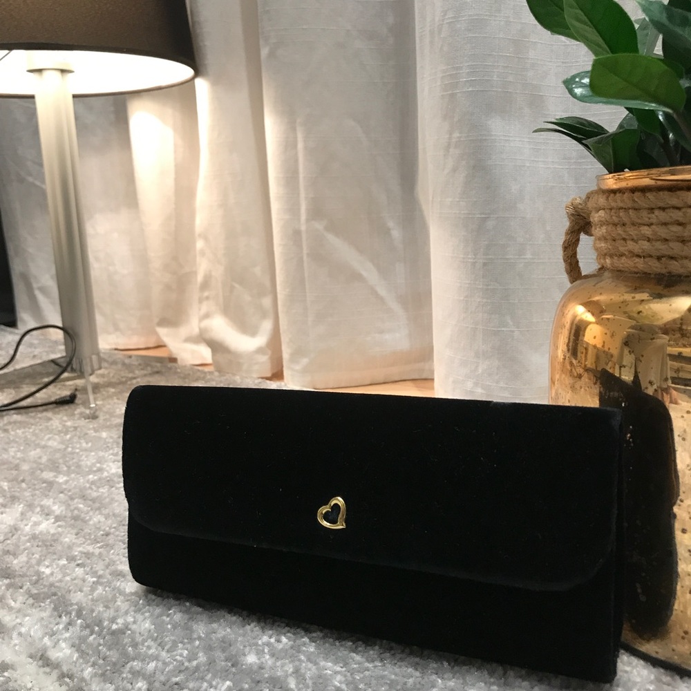 Victoria's Secret Velvet Snap Closure Black Clutch